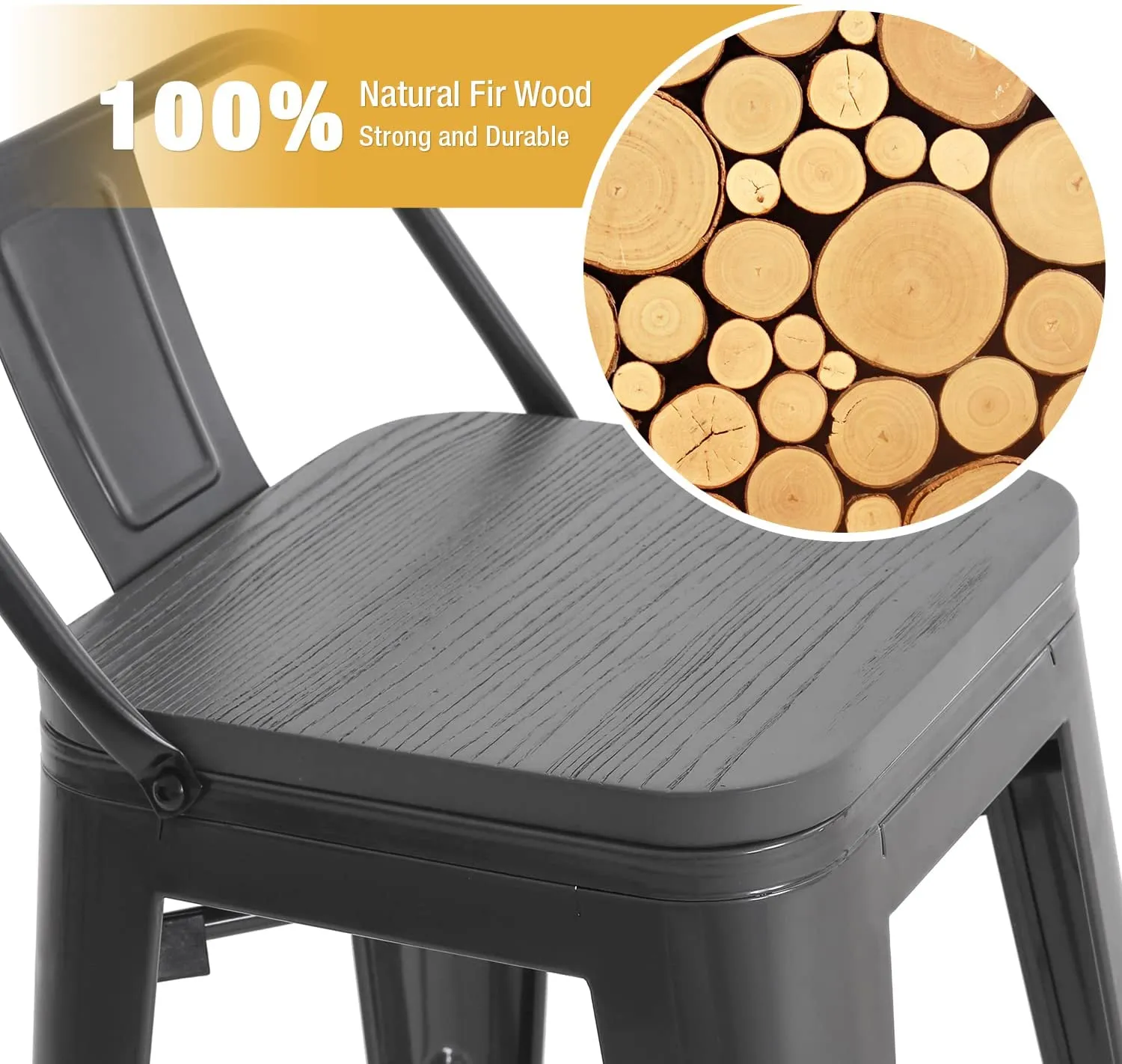 Dining Room 4pcs Barstool for Kitchen Patio Bar (Gray)