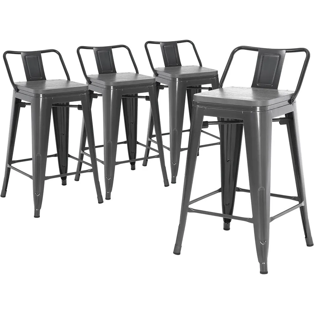Dining Room 4pcs Barstool for Kitchen Patio Bar (Gray)