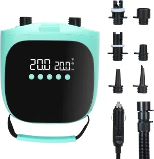 Electric Paddle Board Pump  20PSI High-Pressure Electric SUP Pump Air Pump with Auto Shutoff, Dual-Stage Inflation for Paddle Boards, Kayaks, Tents, Boats & Inflatables Green