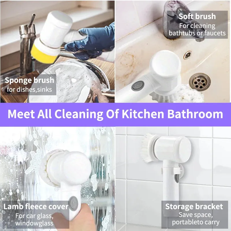 Electric Spin Scrubber Electric Cleaning Brush Cordless Power Scrubber with Replaceable Brush Heads