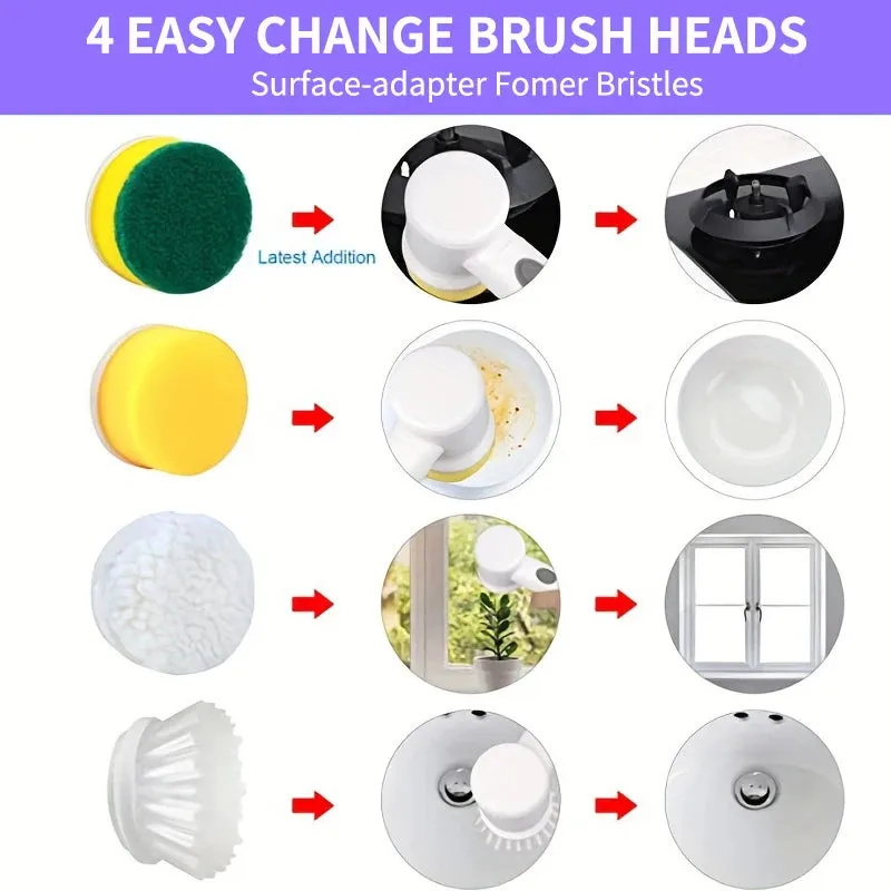 Electric Spin Scrubber Electric Cleaning Brush Cordless Power Scrubber with Replaceable Brush Heads