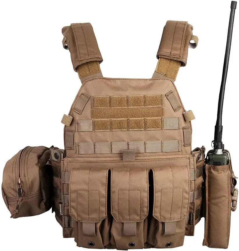 emersongear LBT6094A Style PC,Airsoft Paintball Tac Vest with Radio Pouch,Triple Mag Pouch and Dump Pouch