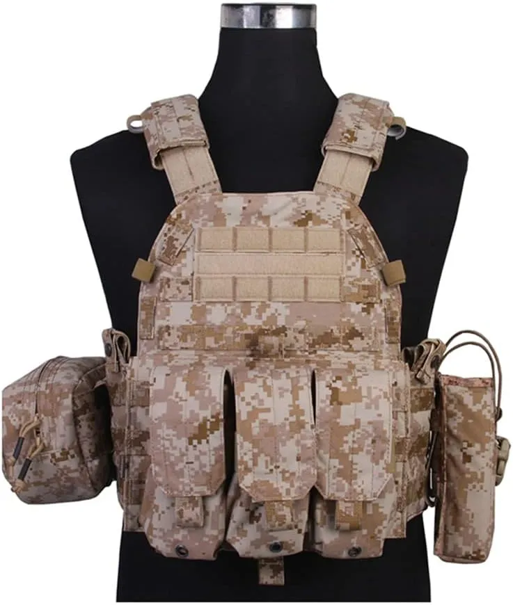 emersongear LBT6094A Style PC,Airsoft Paintball Tac Vest with Radio Pouch,Triple Mag Pouch and Dump Pouch