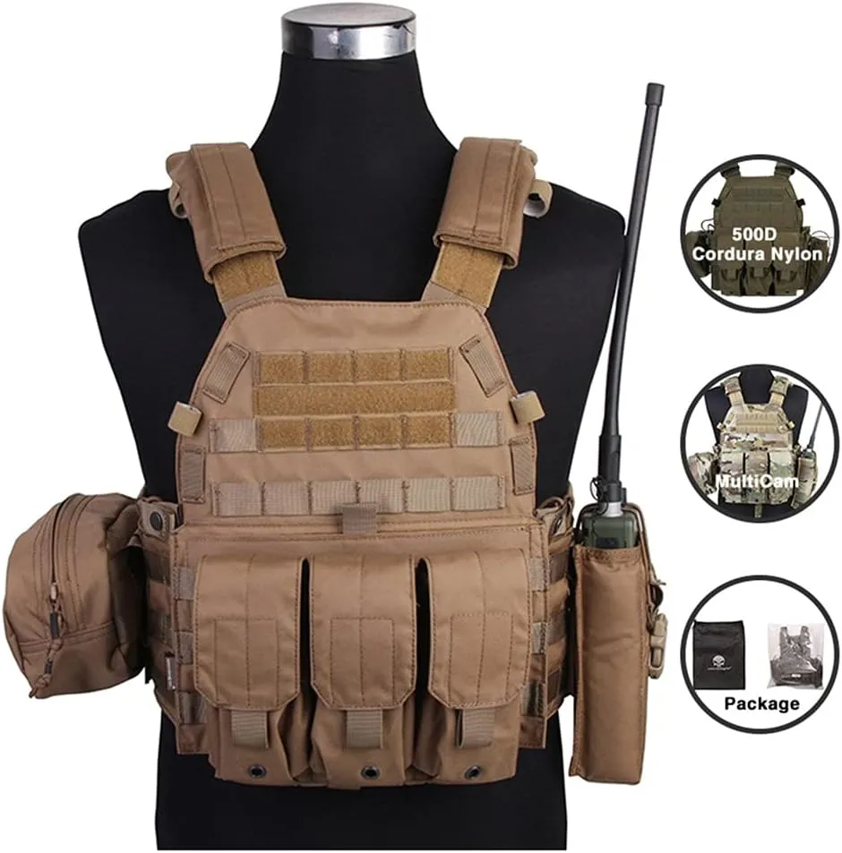 emersongear LBT6094A Style PC,Airsoft Paintball Tac Vest with Radio Pouch,Triple Mag Pouch and Dump Pouch