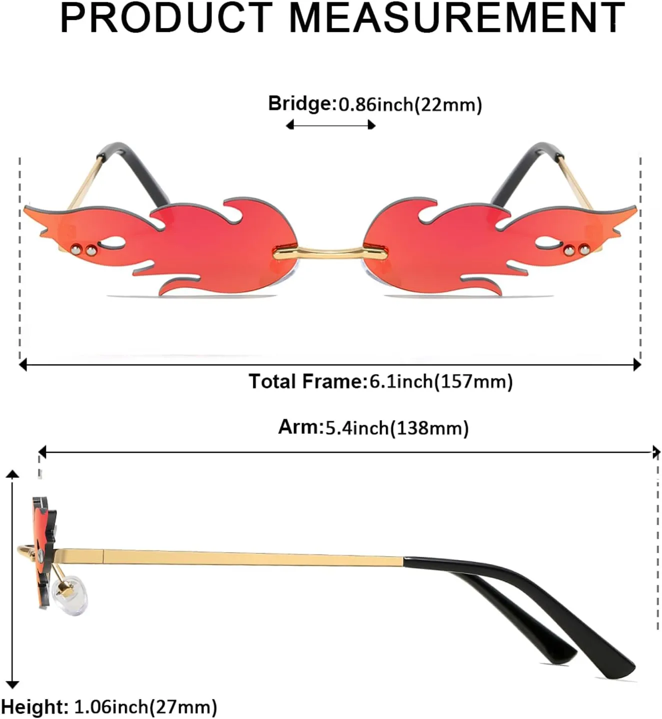 Halloween Flame Sunglasses fire shape glasses Devil Glasses Goth Vampire Accessories