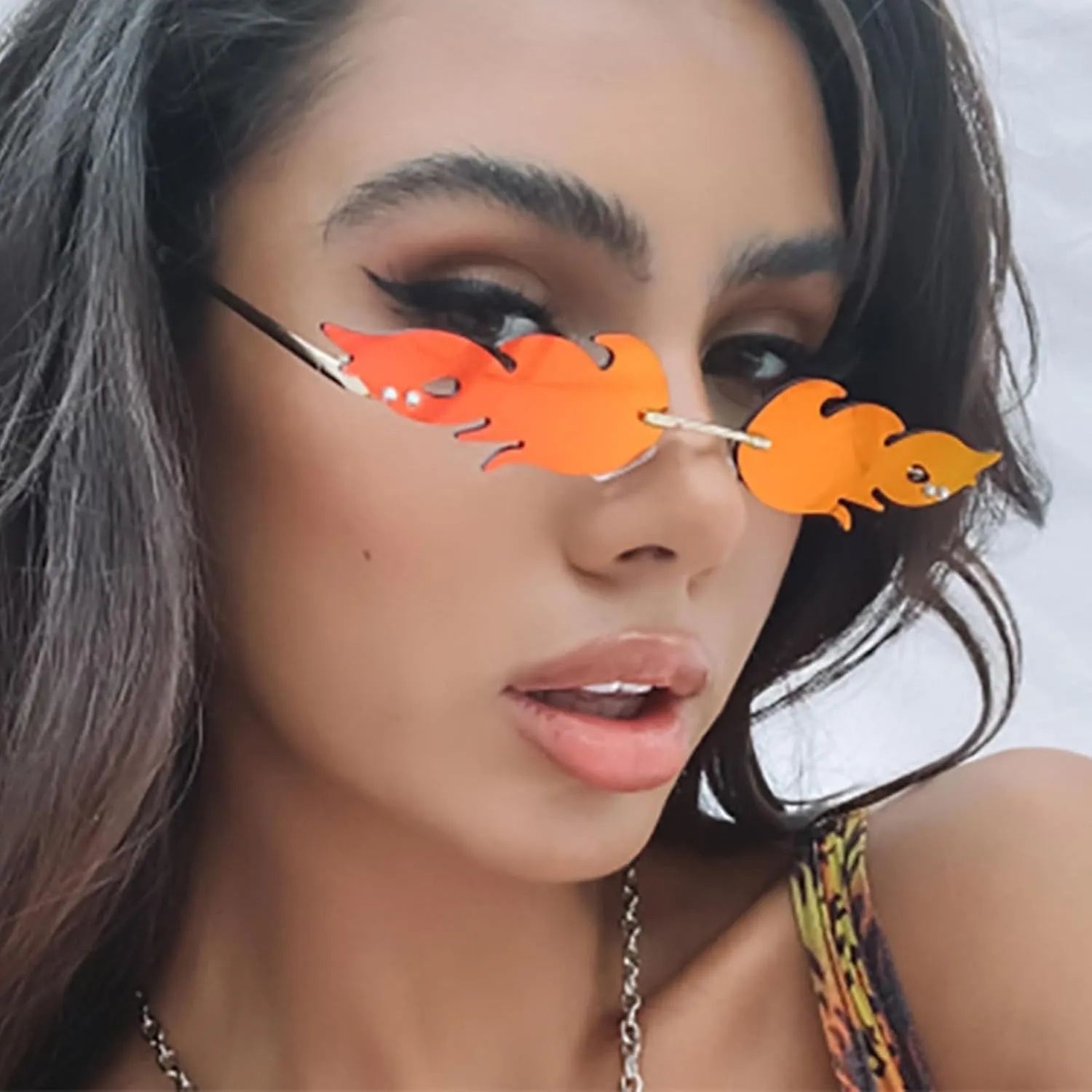 Halloween Flame Sunglasses fire shape glasses Devil Glasses Goth Vampire Accessories