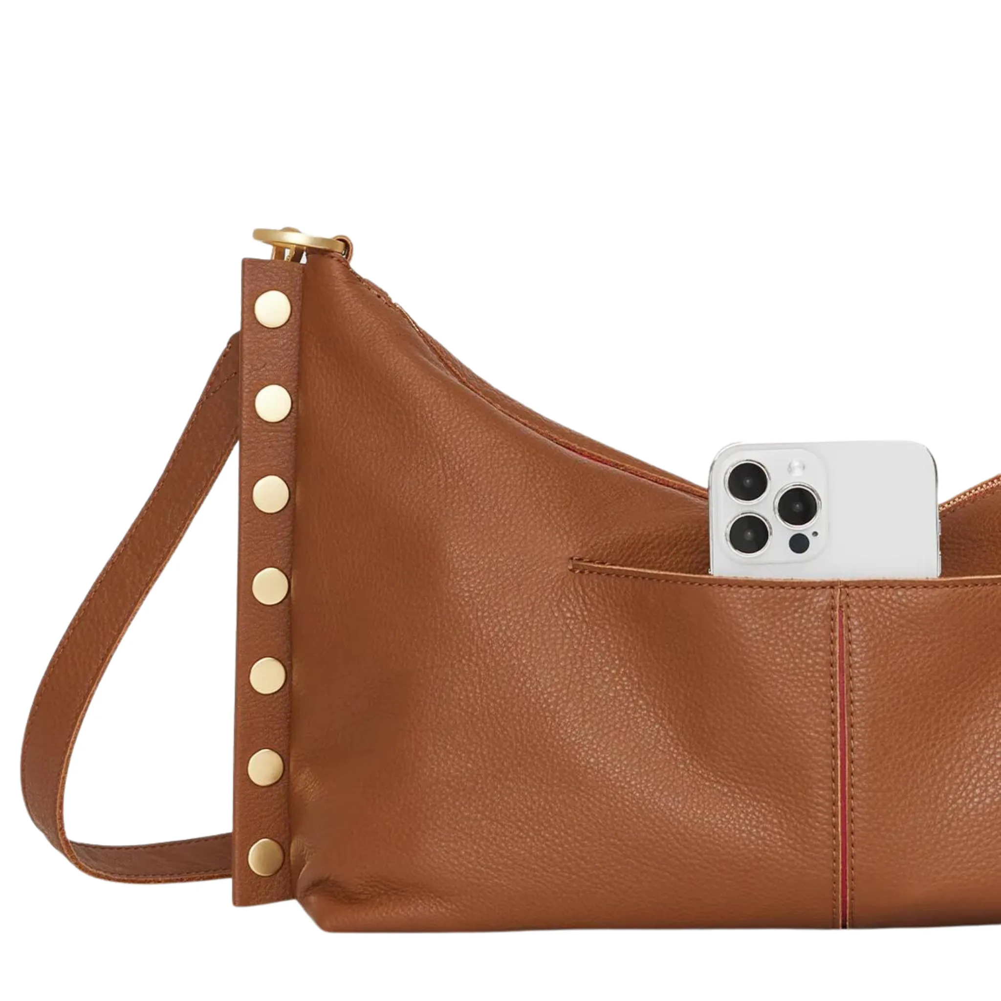 Hammitt Mr. G - Mahogany Pebble / Brushed Gold Red Zip