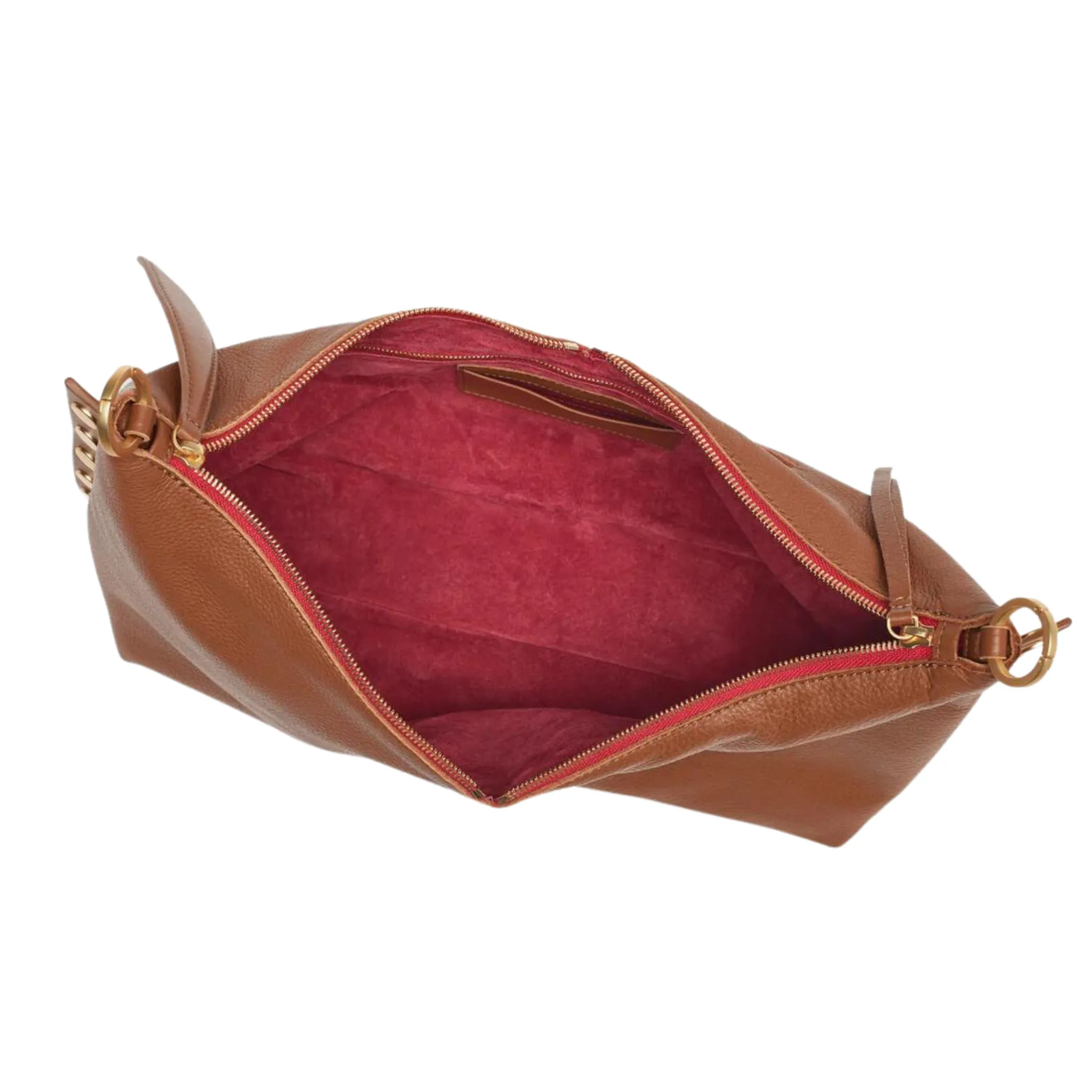 Hammitt Mr. G - Mahogany Pebble / Brushed Gold Red Zip