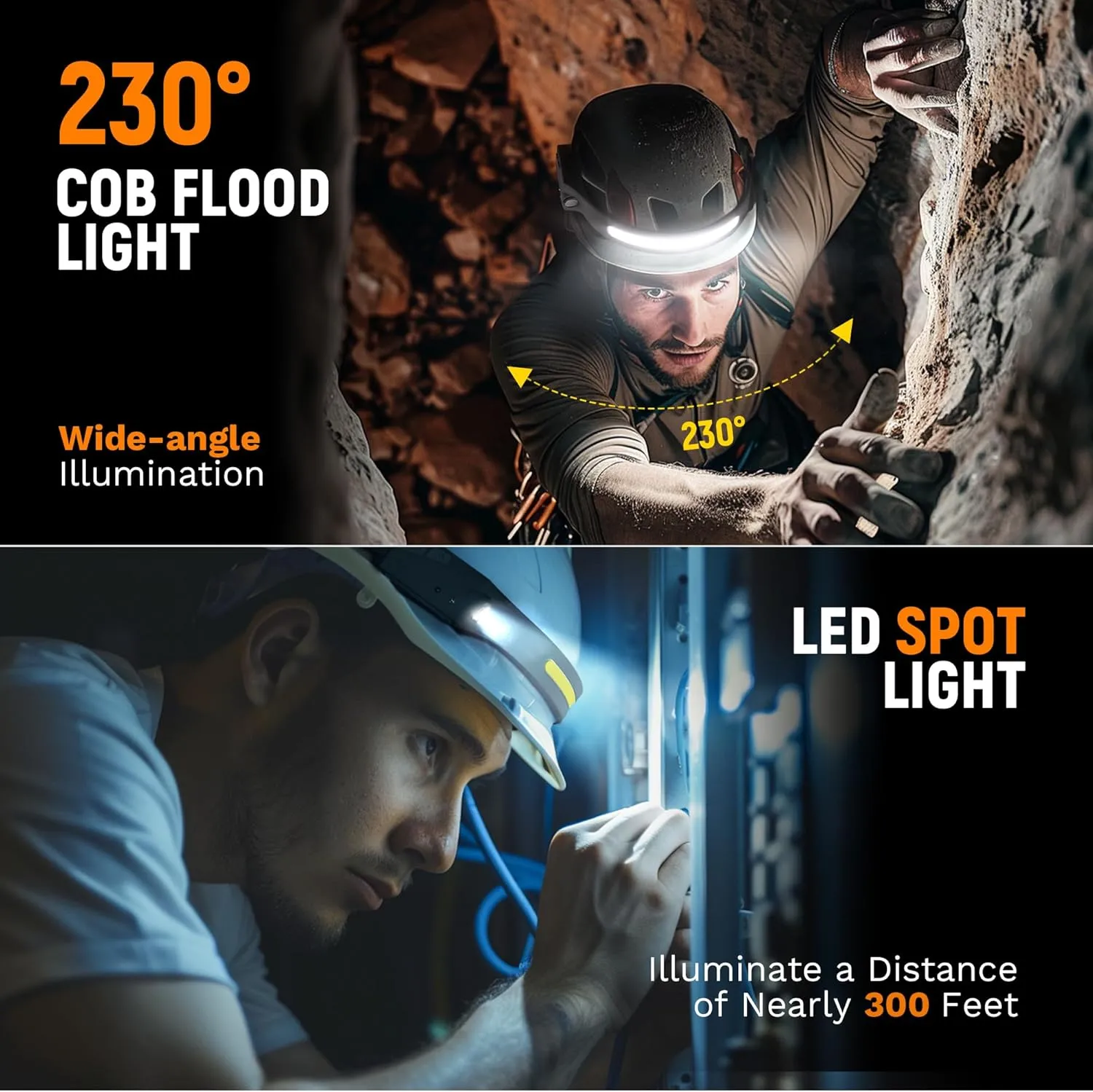 Headlamp Flashlight, 3Pack Rechargeable LED Headlamps 1200Lumens 2 COB 230Wide Beam Headlight with Motion Sensor Bright 5 Modes Lightweight Waterproof Head Lamp for Outdoor Running, Camping Hiking