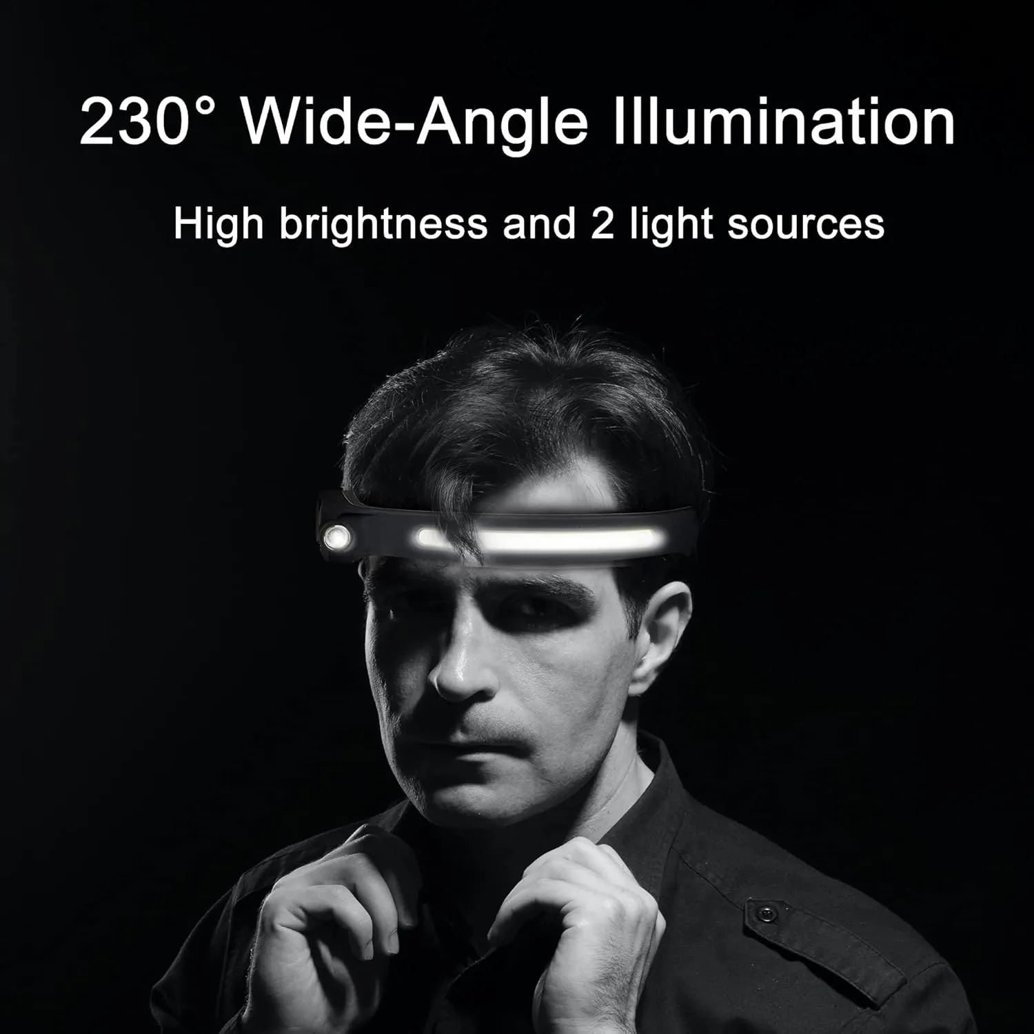 Headlamp Flashlight, 3Pack Rechargeable LED Headlamps 1200Lumens 2 COB 230Wide Beam Headlight with Motion Sensor Bright 5 Modes Lightweight Waterproof Head Lamp for Outdoor Running, Camping Hiking