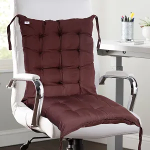 Heart Home Microfiber Back and Seat Chair Cushion for Indoor Outdoor Patio Chair, Lounge Chair with Ties (Brown)