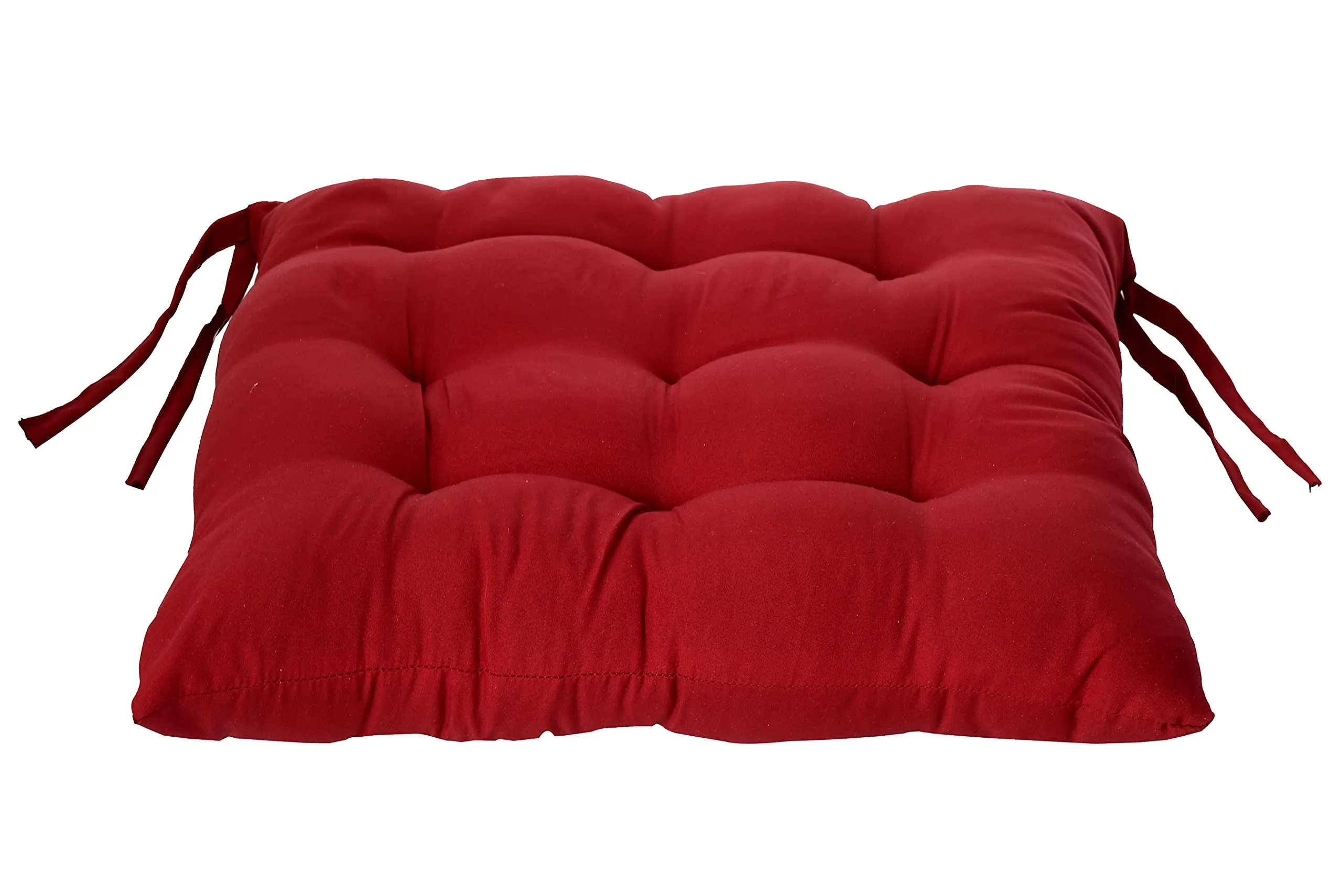 Heart Home Microfiber Square Chair Pad/Cushion for Office|Home or Car Sitting with Ties (Maroon)