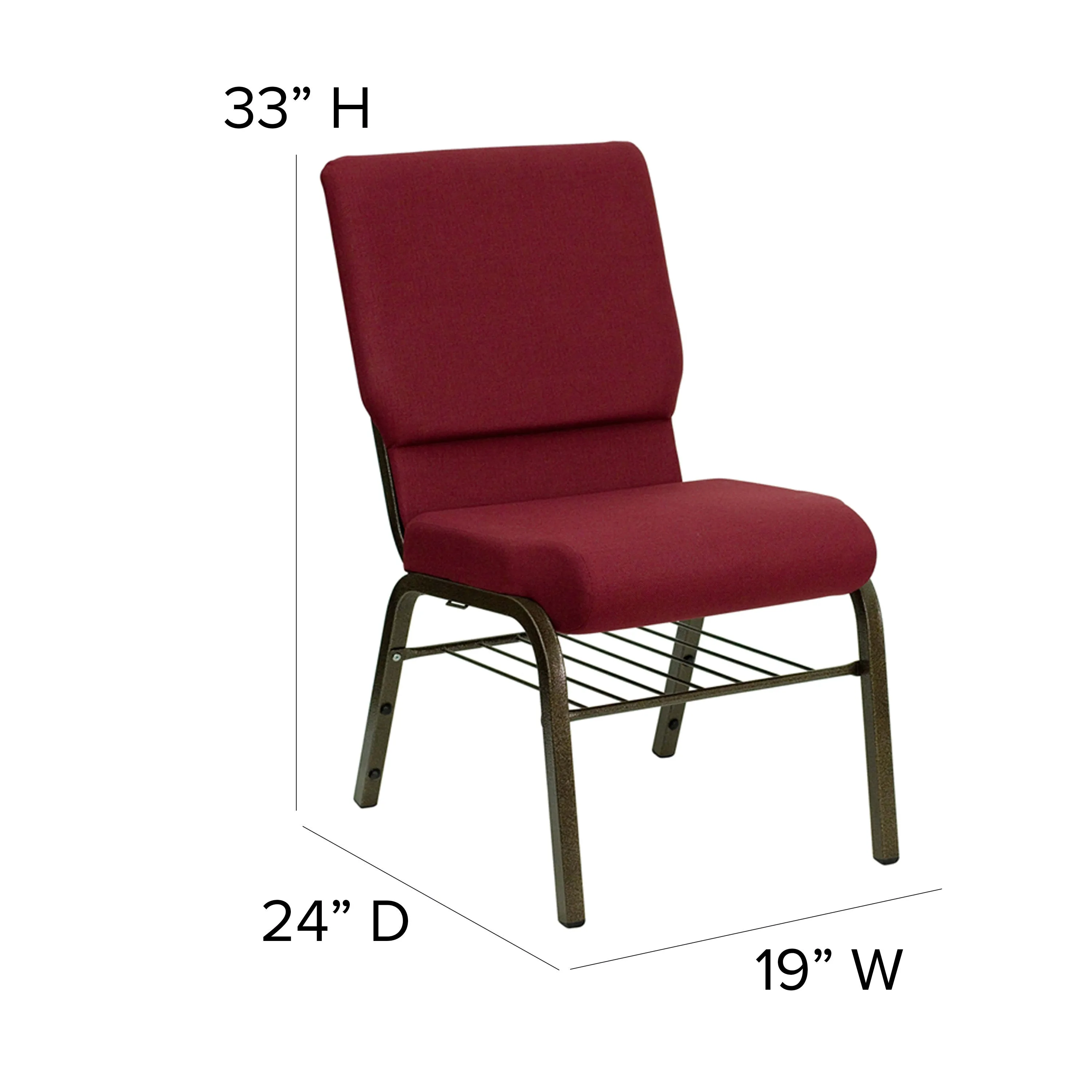 HERCULES Series 18.5''W Church Chair with Book Rack