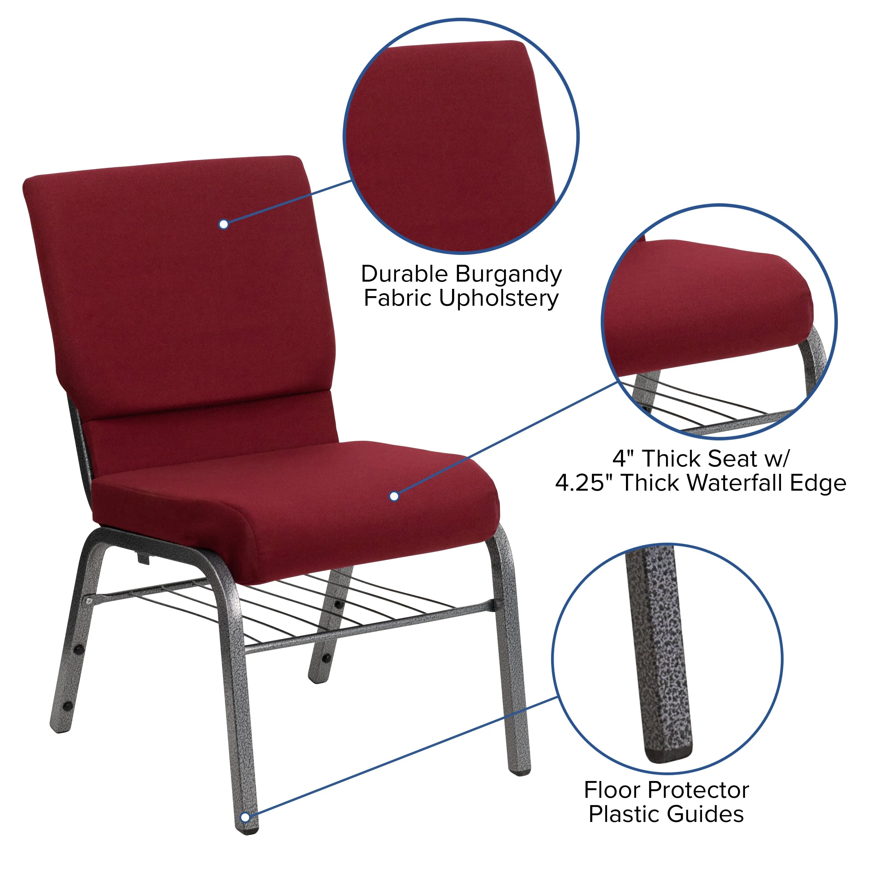 HERCULES Series 18.5''W Church Chair with Book Rack