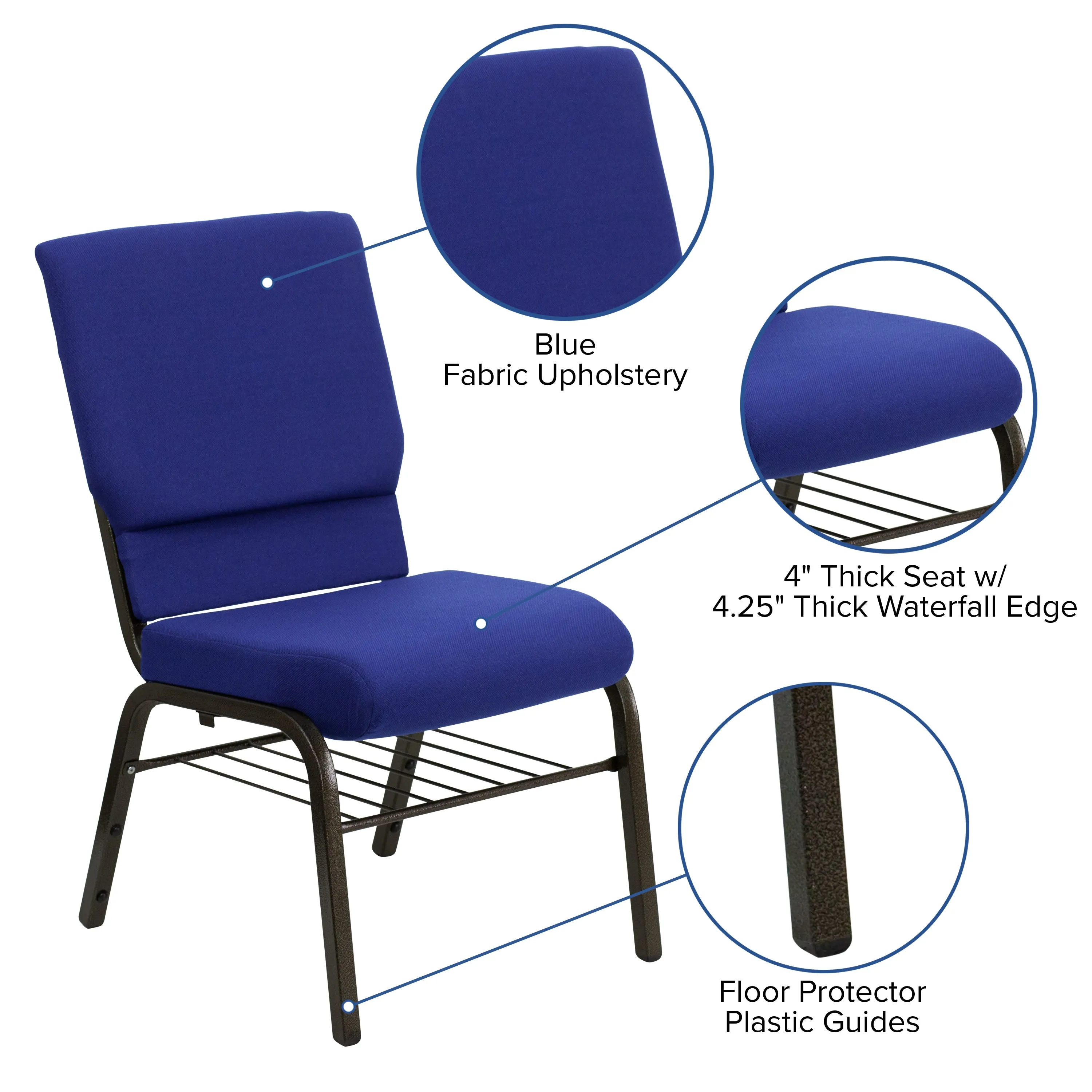 HERCULES Series 18.5''W Church Chair with Book Rack