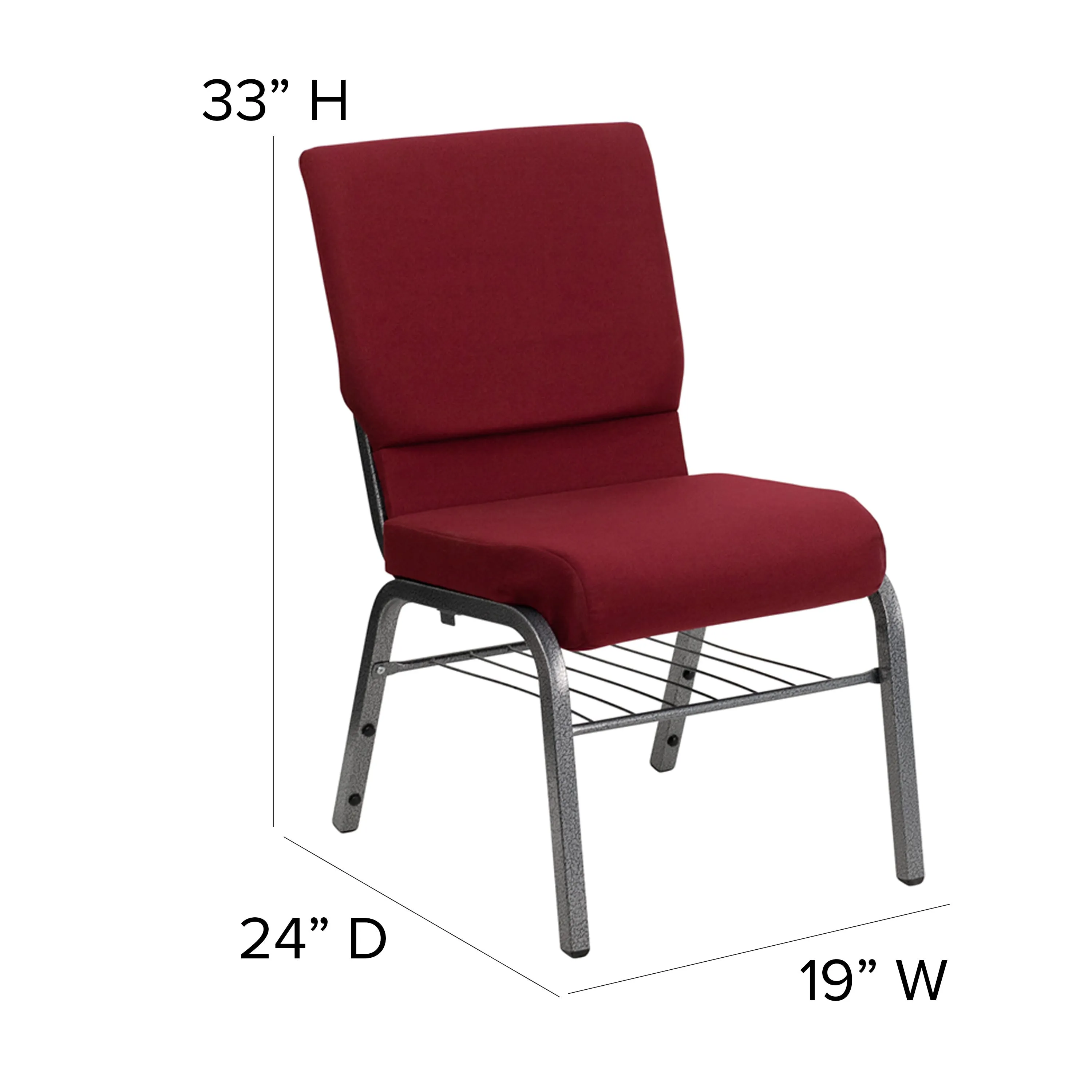 HERCULES Series 18.5''W Church Chair with Book Rack