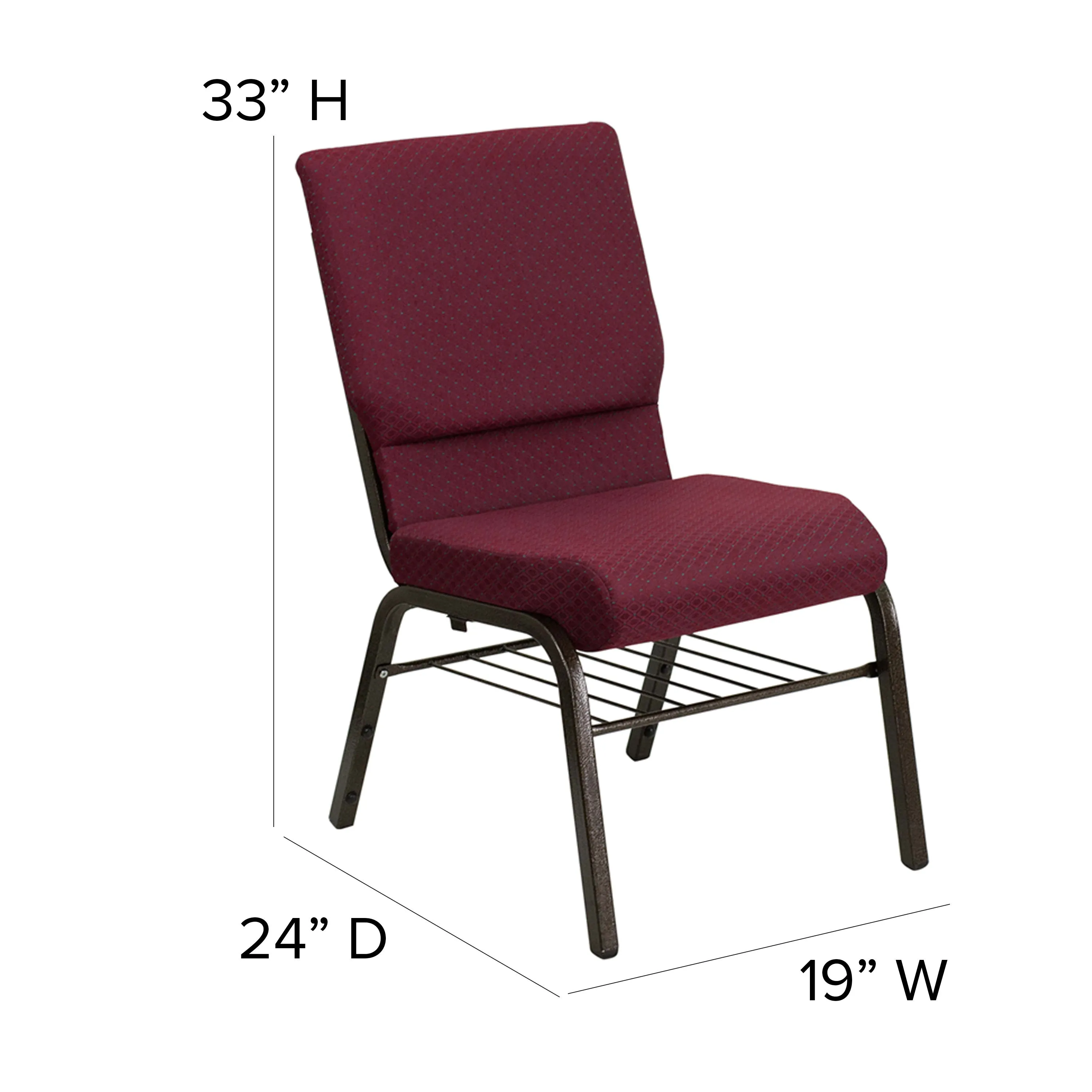 HERCULES Series 18.5''W Church Chair with Book Rack