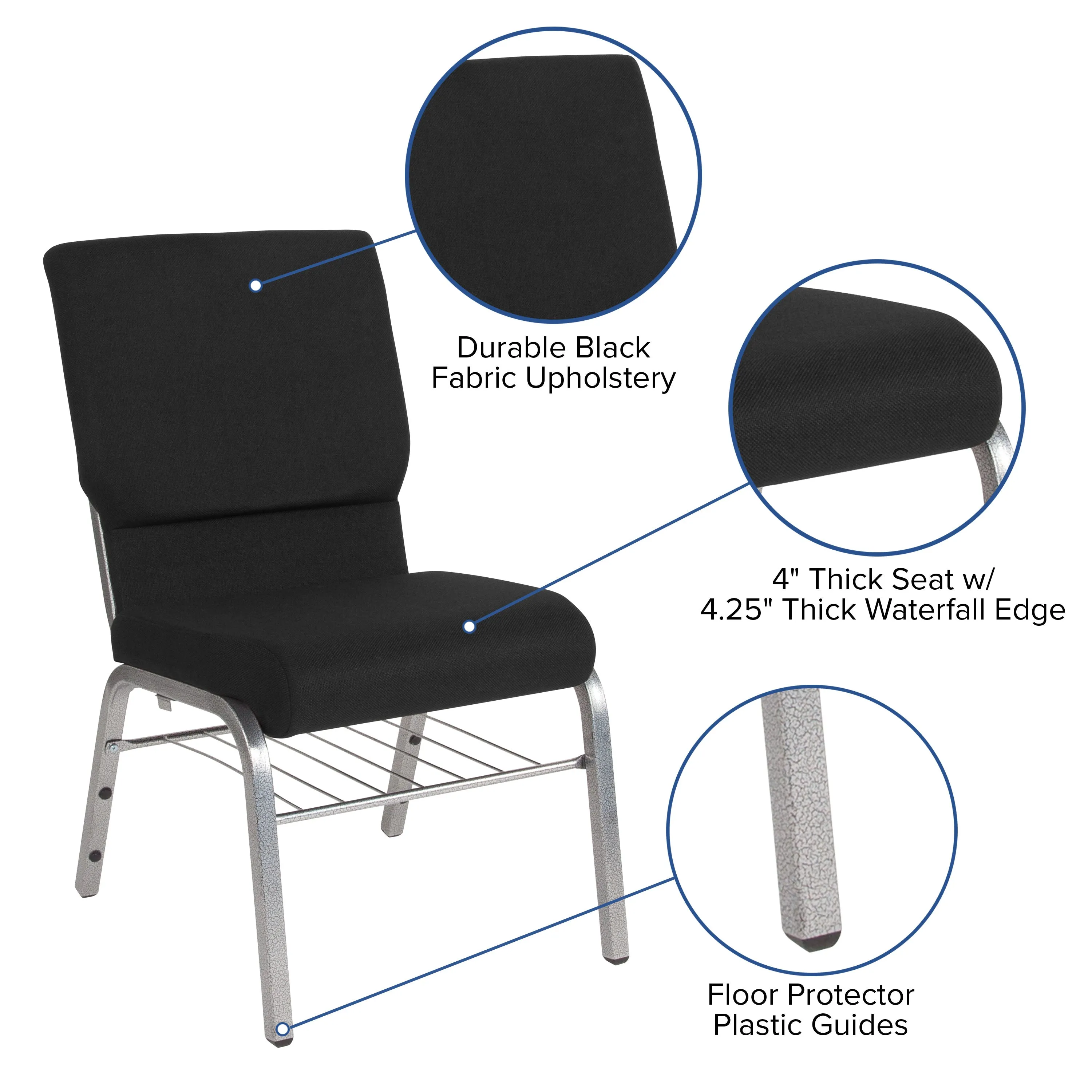 HERCULES Series 18.5''W Church Chair with Book Rack