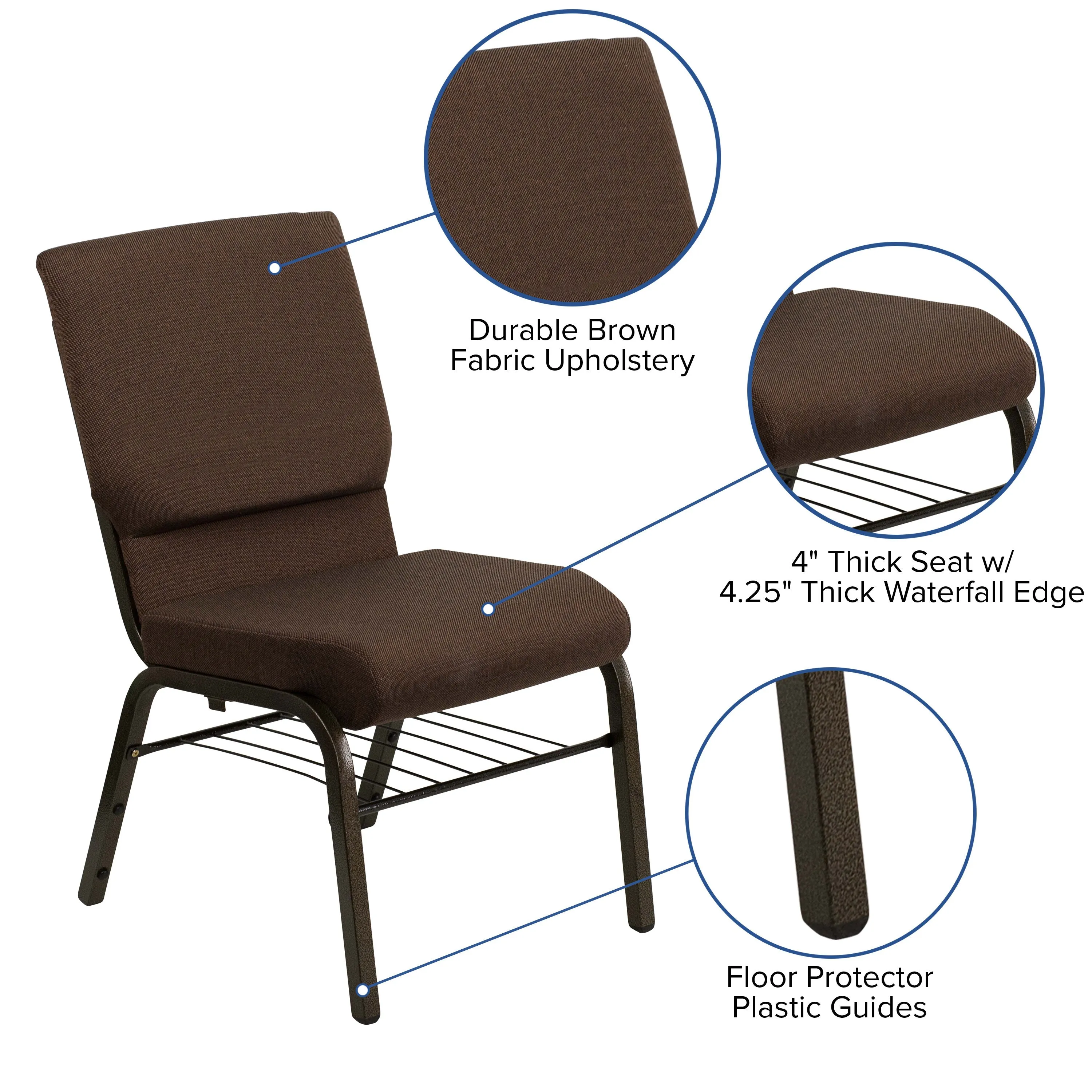 HERCULES Series 18.5''W Church Chair with Book Rack