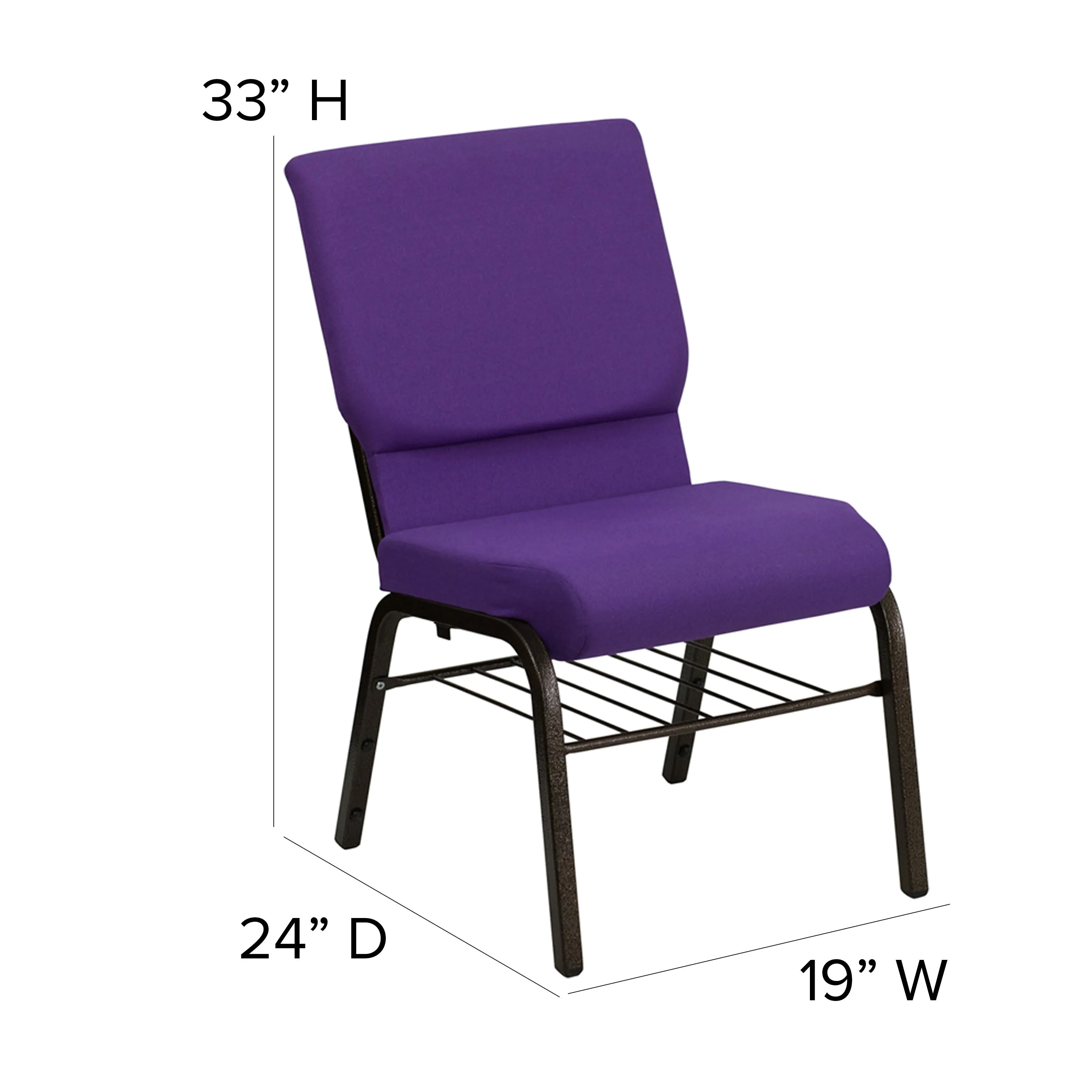 HERCULES Series 18.5''W Church Chair with Book Rack