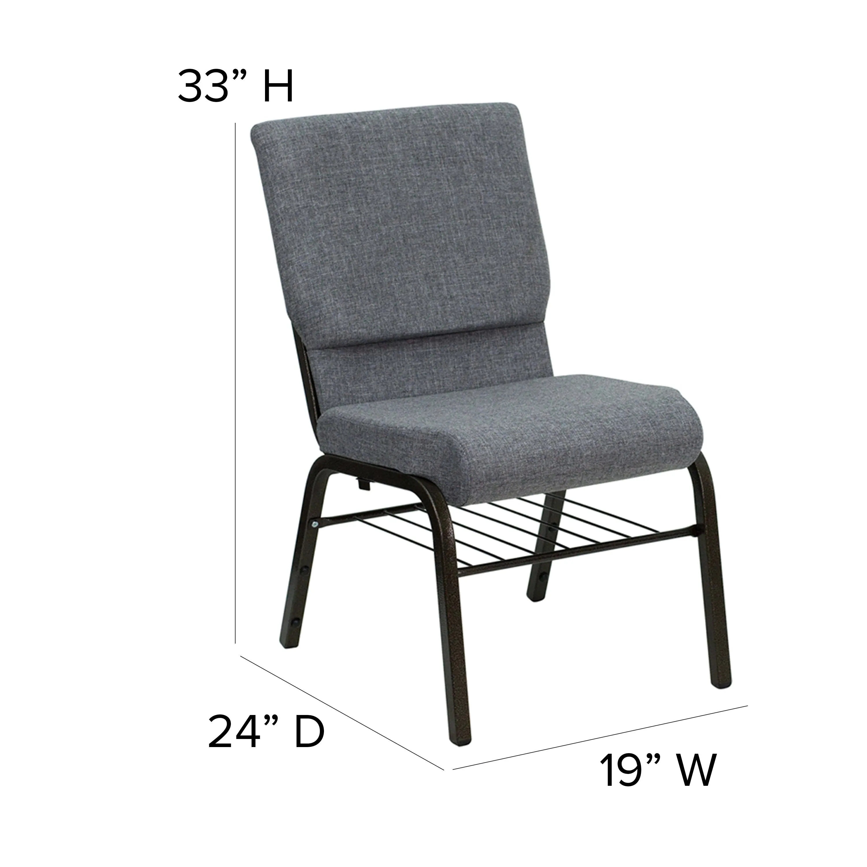 HERCULES Series 18.5''W Church Chair with Book Rack