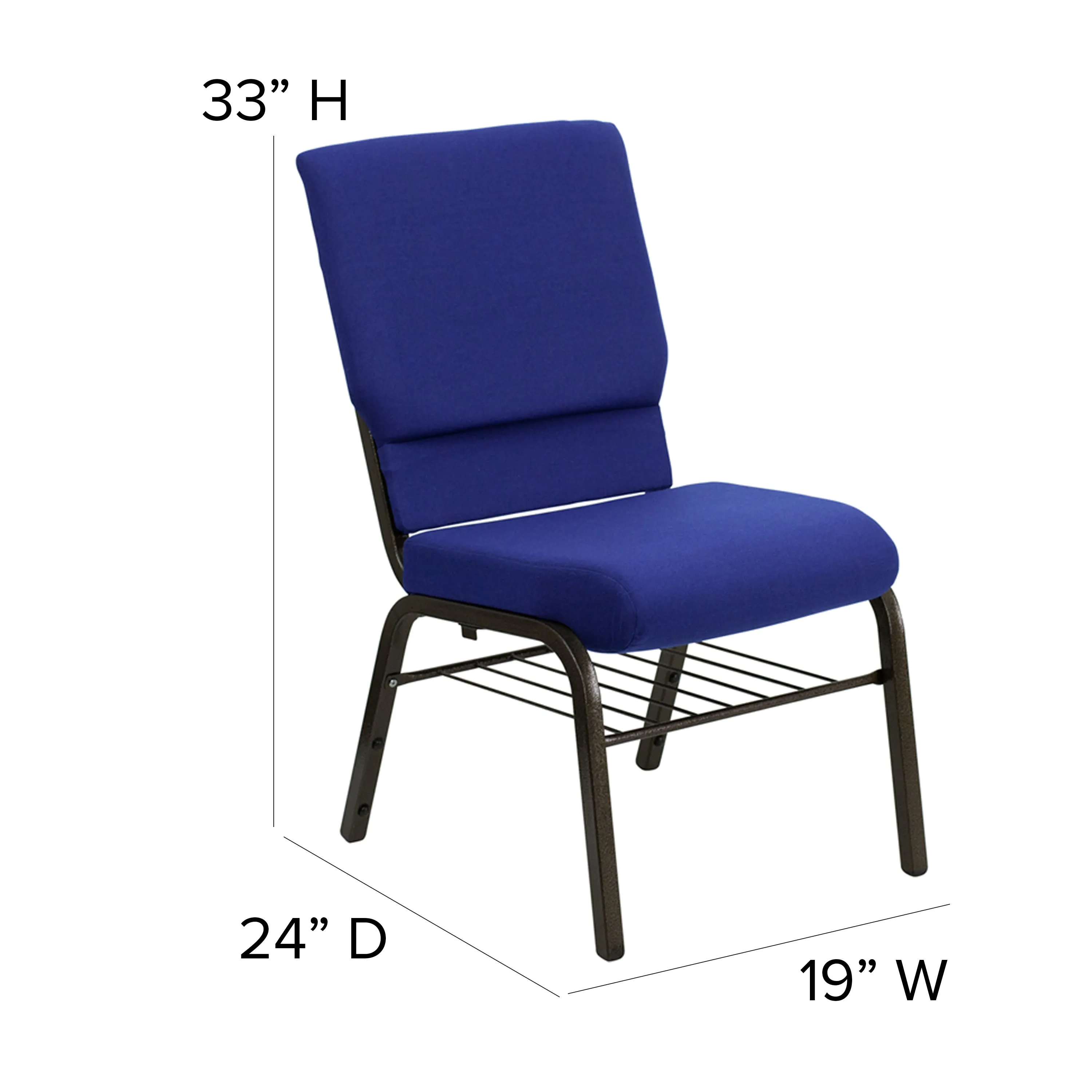 HERCULES Series 18.5''W Church Chair with Book Rack