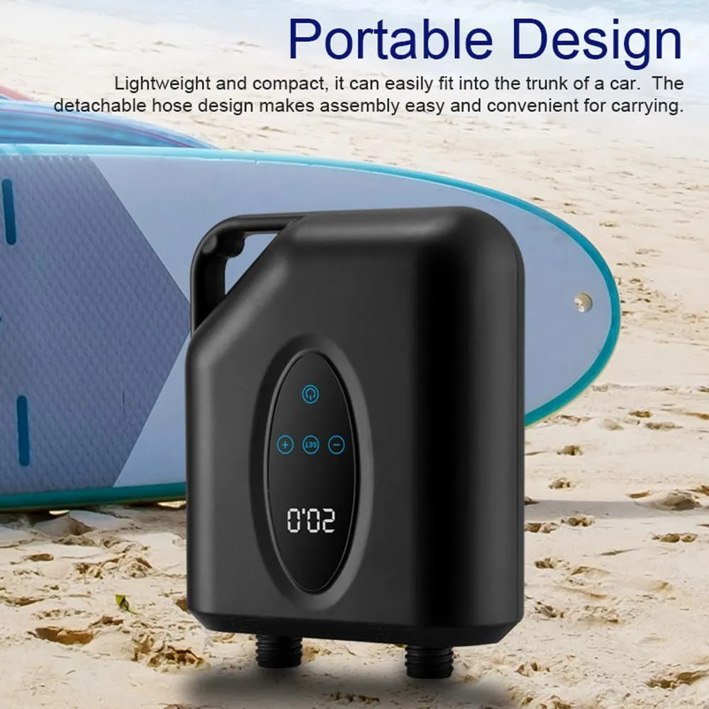 HXBER Portable Paddle Board Pump 20PSI High Pressure Electric Air Compressor Pump Inflation & Deflation Pump with 6 Nozzles for Inflatable Boat Pool Surfboard Stand-up Paddle Board