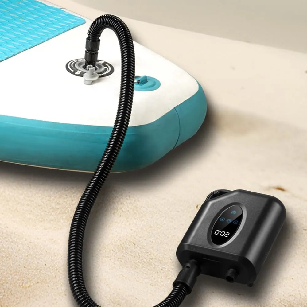 HXBER Portable Paddle Board Pump 20PSI High Pressure Electric Air Compressor Pump Inflation & Deflation Pump with 6 Nozzles for Inflatable Boat Pool Surfboard Stand-up Paddle Board