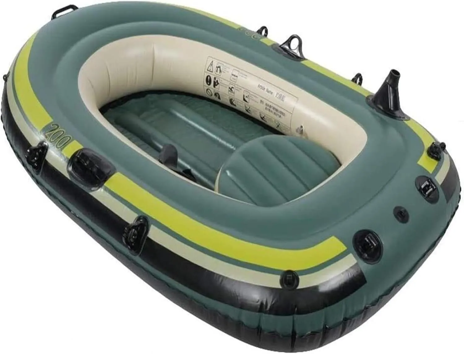 Inflatable Kayak for 2 Persons, Heavy Duty PVC Canoe Raft with Paddle Holders, Portable Folding Fishing Boat for Lakes & Rivers, 200kg Capacity