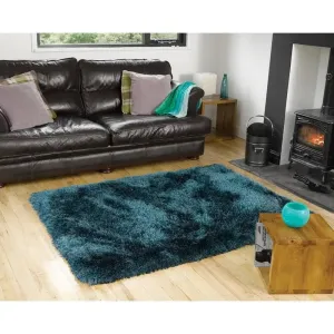 Kingsmoss Pearl Shaggy Homeware Rug / Mat - Teal - 120 X 170cm