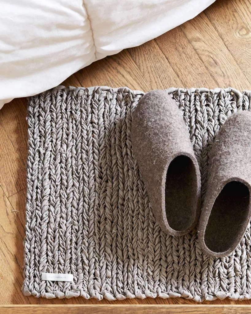 Knitted Linen Floor Mat - Natural
