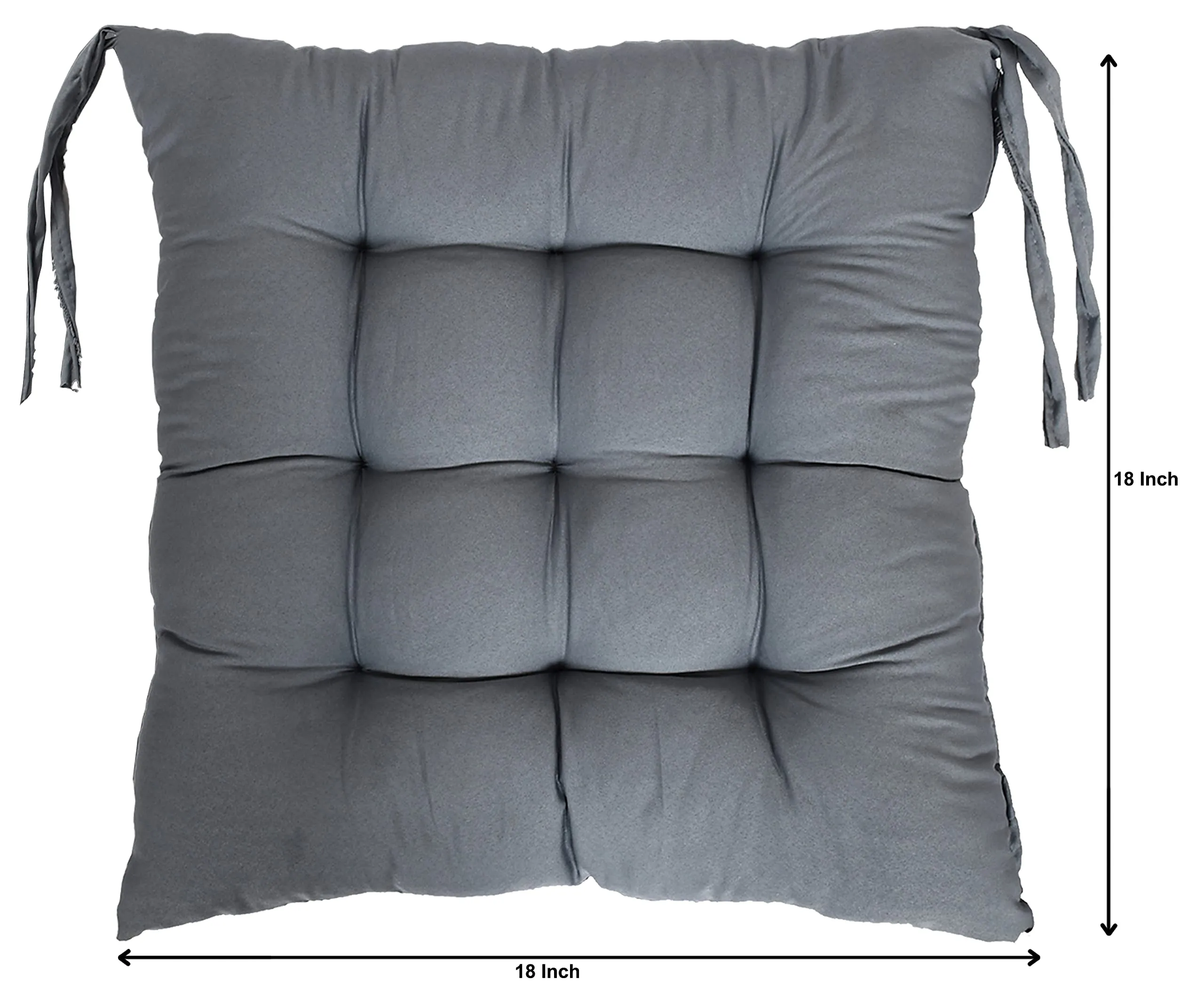 Kuber Industries Chair Pad | Chair Cushion Pad | Chair Cushion with Ties | Soft & Comfortable Sitting | Microfiber Square Cushion for Home-Office | (Grey)