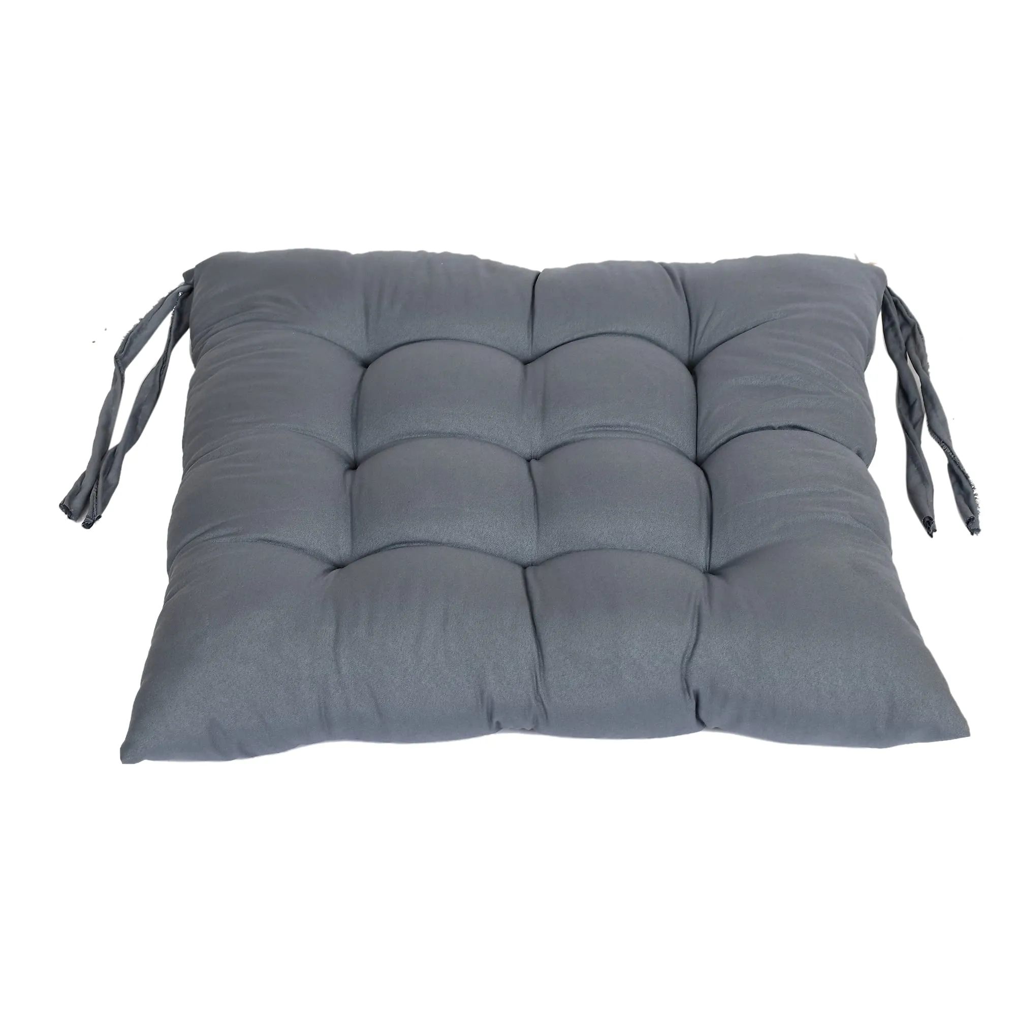 Kuber Industries Chair Pad | Chair Cushion Pad | Chair Cushion with Ties | Soft & Comfortable Sitting | Microfiber Square Cushion for Home-Office | (Grey)
