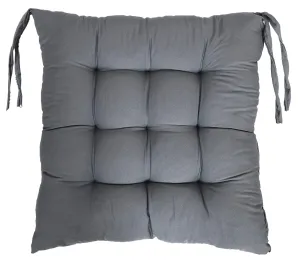 Kuber Industries Chair Pad | Chair Cushion Pad | Chair Cushion with Ties | Soft & Comfortable Sitting | Microfiber Square Cushion for Home-Office | (Grey)