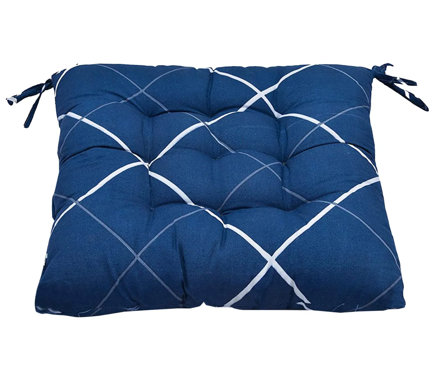 Kuber Industries Chair Pad|Chair Cushion Pad|Chair Cushion with Ties|Pack of 2 (Blue)