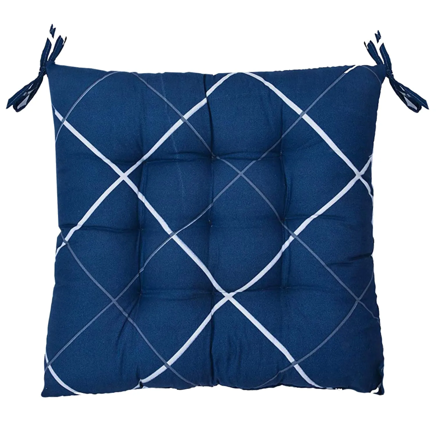 Kuber Industries Chair Pad|Chair Cushion Pad|Chair Cushion with Ties|Pack of 2 (Blue)