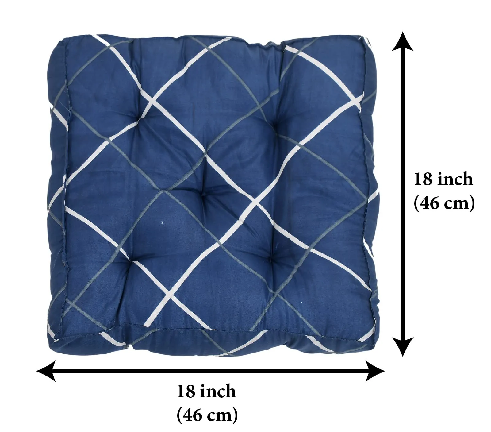 Kuber Industries Geomatric Printed Microfiber Square Chair Pad|Seat Cushion for Rocking Chair|Indoor/Outdoor, Pack of 4 (Blue)