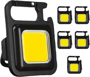 LED Flashlight Rechargeable, 6-Pack Mini COB Keychain Work Lights, 1500 Lumens EDC Flashlights with Magnetic Base, Waterproof USB Lights for Camping, Emergency, Outdoor Use