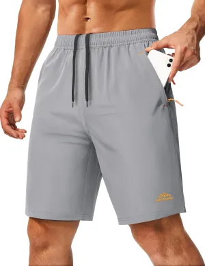 MAGCOMSEN Men's Hiking Shorts 9" Quick Dry Lightweight Running Shorts with Zipper Pockets for Workout Athletic Sport