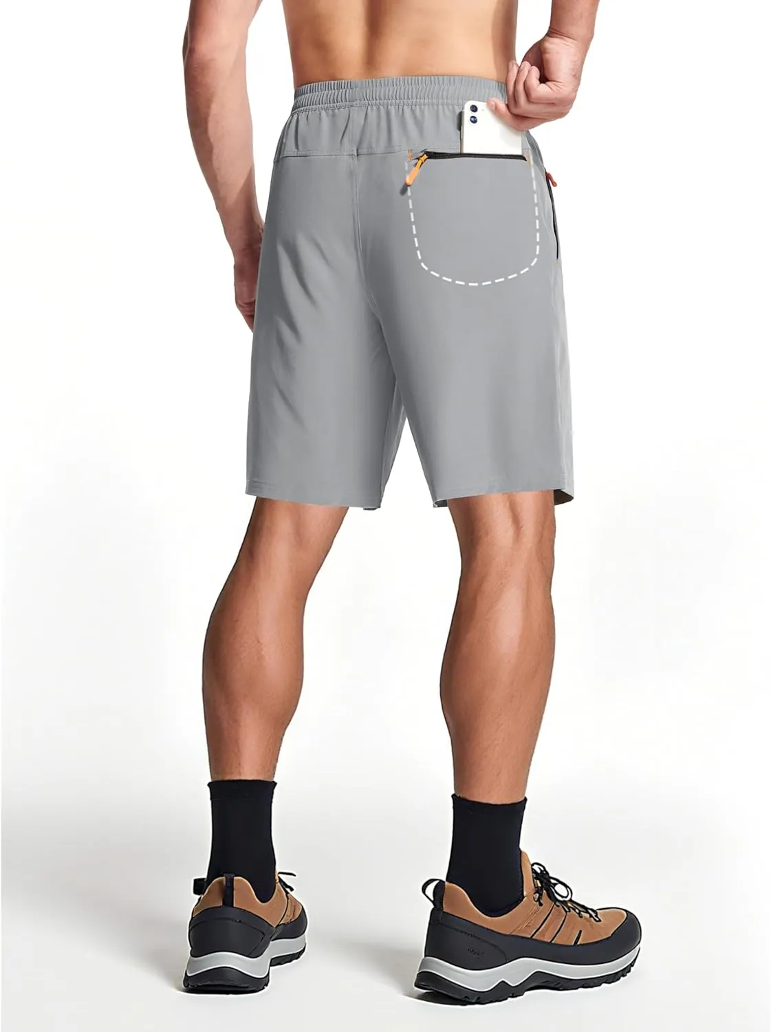 MAGCOMSEN Men's Hiking Shorts 9" Quick Dry Lightweight Running Shorts with Zipper Pockets for Workout Athletic Sport