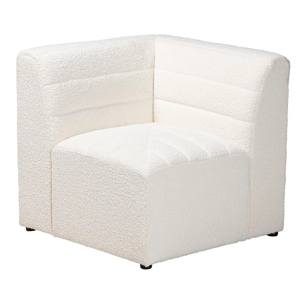 Maya Modern White Boucle Fabric 5-Piece Modular Sectional Sofa