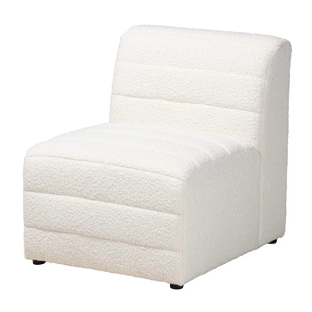 Maya Modern White Boucle Fabric 5-Piece Modular Sectional Sofa