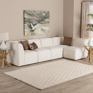 Maya Modern White Boucle Fabric 5-Piece Modular Sectional Sofa