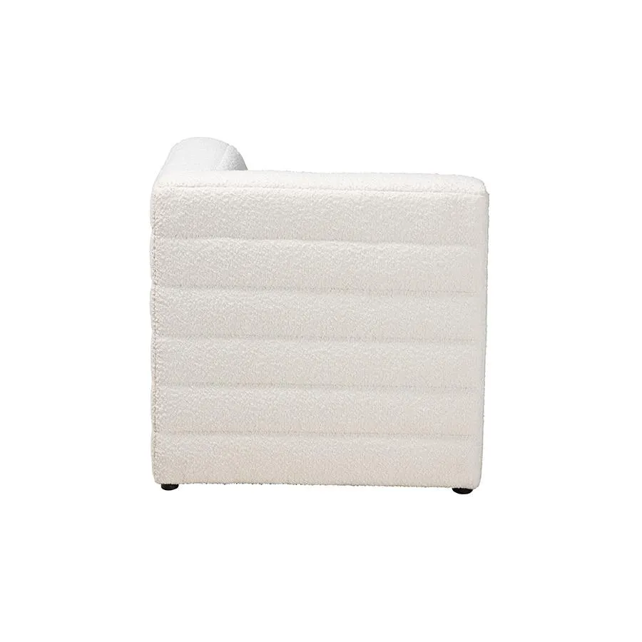 Maya Modern White Boucle Fabric 5-Piece Modular Sectional Sofa