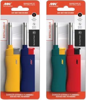 MK Candle Lighter, Butane Refillable Wind-Resistant Flame, 4-Pack for BBQ, Camping, Outdoor Use (Hue-4PC)