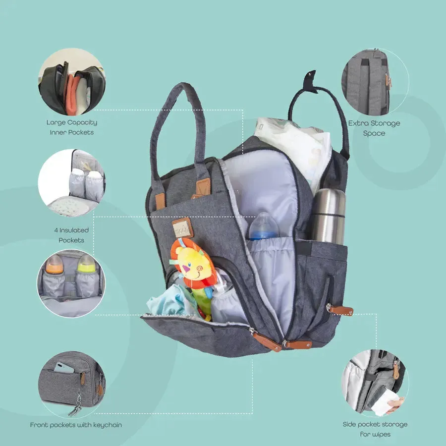 Moon Kary Me Diaper Bag Backpack (Dark Grey)