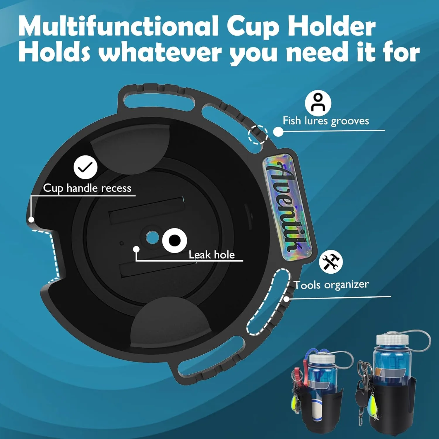 Multi-Functional SUP Paddle Board Cup Holder Non-Slip Design Lure Holding Tool Storage 2 Sizes Drink Holder for Inflatable Paddle Board Accessories