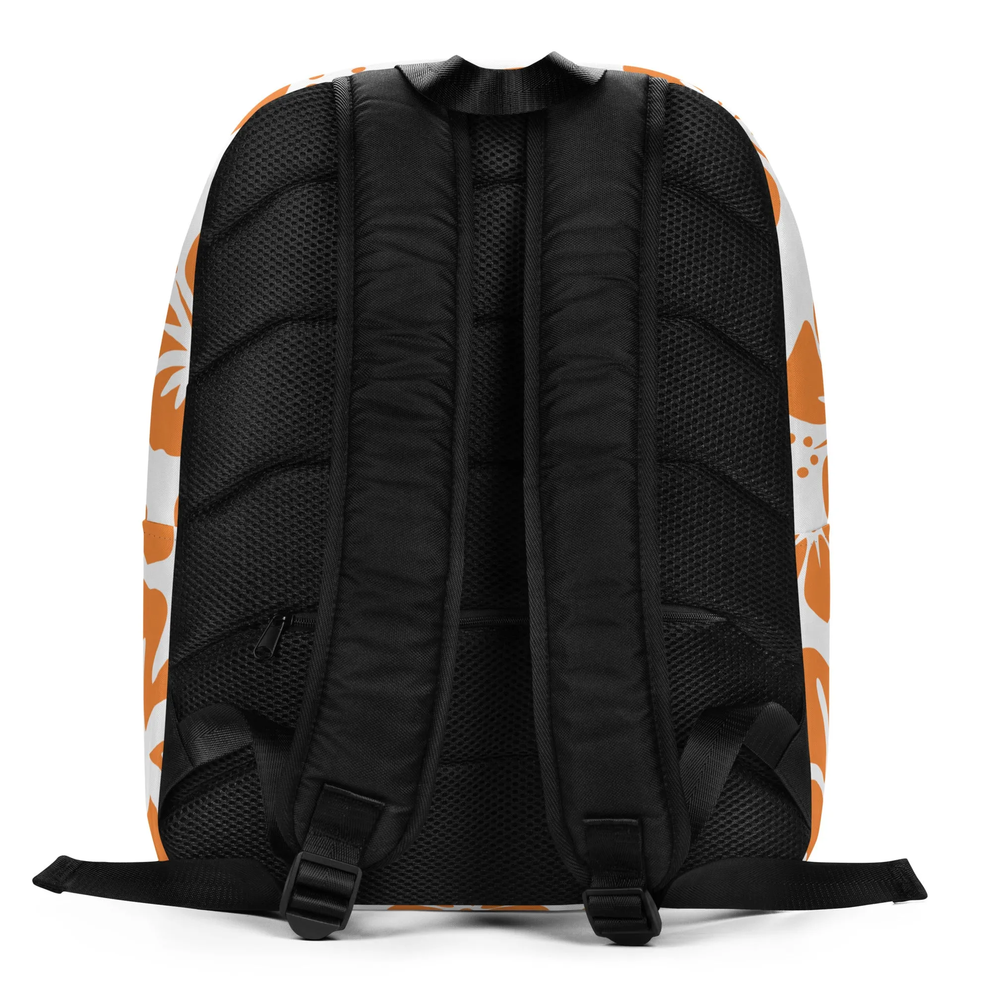 Navy Blue and Orange Hawaiian Print Backpack