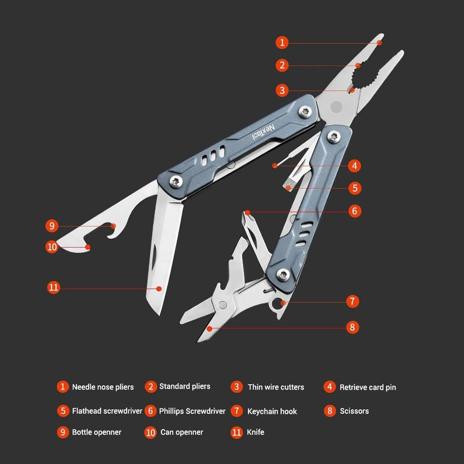 NexTool Keychain Multitool, Mini Multi Pliers with Pocket Knife, Screwdriver and Bottle&Can Opener, Pocket Tool, Father's Day Gifts from DaughterMini Sailor)