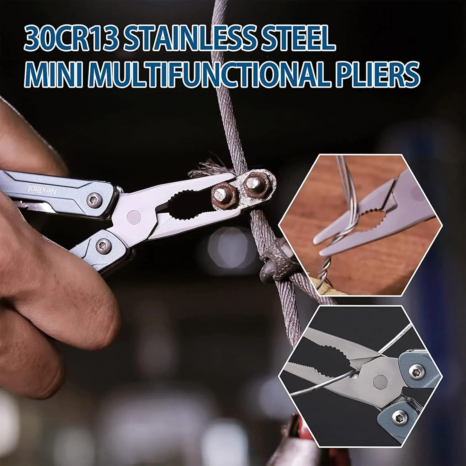 NexTool Keychain Multitool, Mini Multi Pliers with Pocket Knife, Screwdriver and Bottle&Can Opener, Pocket Tool, Father's Day Gifts from DaughterMini Sailor)